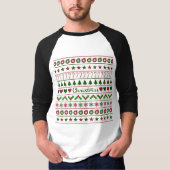Rood van het Patroon van de Motieven van Kerstmis T-shirt (Voorkant)
