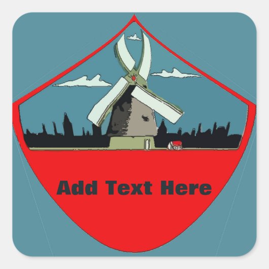 Rood van wasmachine Tekst toevoegen Vierkante Sticker (Voorkant)