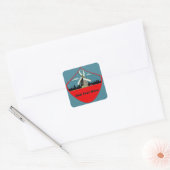 Rood van wasmachine Tekst toevoegen Vierkante Sticker (Envelop)