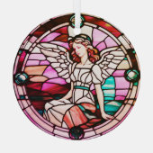 Rood veelkleurig Angel Glas in lood Venster Glas Ornament (Achterkant)