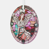 Rood veelkleurig Angel Glas in lood Venster Glas Ornament (Voorkant links)