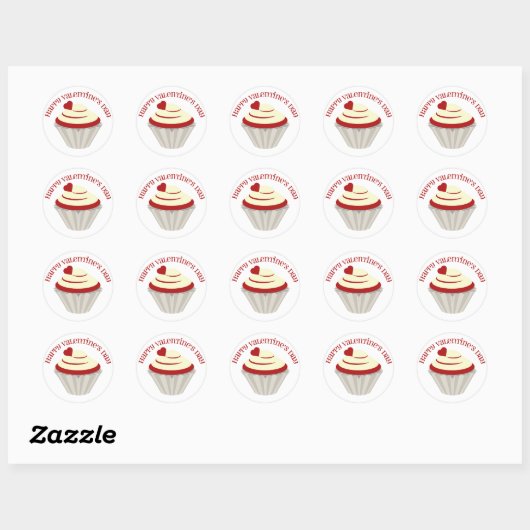 Rood Velvet Cupcake Valentijnsdag Sticker (Vel)