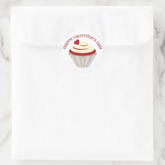 Rood Velvet Cupcake Valentijnsdag Sticker (Tas)