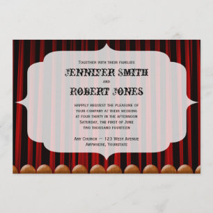 Rood Velvet Gordtain Stage Wedding Invitation Kaart