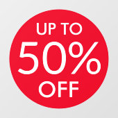 Rood venster voor maximaal aangepaste %-verkoop raamsticker (Vel)