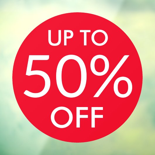 Rood venster voor maximaal aangepaste %-verkoop raamsticker (Vel 3)