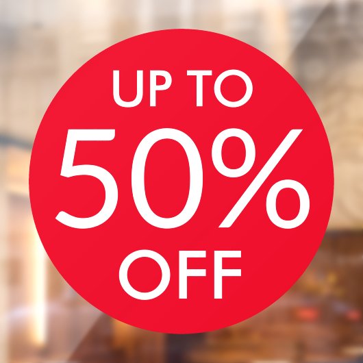 Rood venster voor maximaal aangepaste %-verkoop raamsticker (Vel 2)