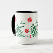 Rood Verbena met zwarte binnenzijde Mok (Voorkant links)