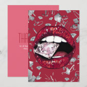 Rood verbrijzeld glas en diamanten canvas tas dank bedankkaart (Voorkant / Achterkant)