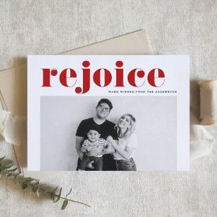 Rood Verheug je Vette Typografie Moderne Foto Kers Feestdagen Kaart
