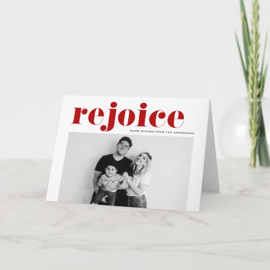 Rood Verheug je Vette Typografie Moderne Foto Kers Feestdagen Kaart (Voorkant)