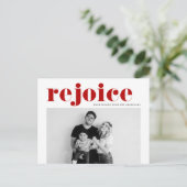 Rood Verheug je Vette Typografie Moderne Foto Kers Feestdagenkaart (Staand voorkant)