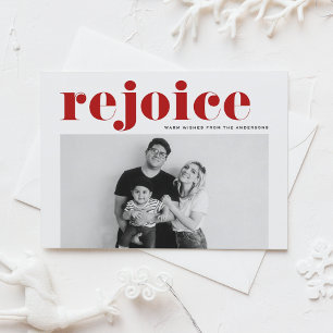 Rood Verheug je Vette Typografie Moderne Foto Kers Feestdagenkaart