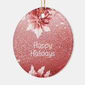 Rood verlaat kerstvakantie keramisch ornament (Links)