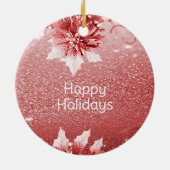 Rood verlaat kerstvakantie keramisch ornament (Achterkant)