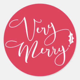 Rood Verry Merry Christmas Classic Ronde Sticker