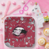 Rood verscheurd glas en diamant papieren bordje (Feest)