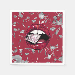 Rood verscheurd glas en diamant servet