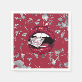 Rood verscheurd glas en diamant servet