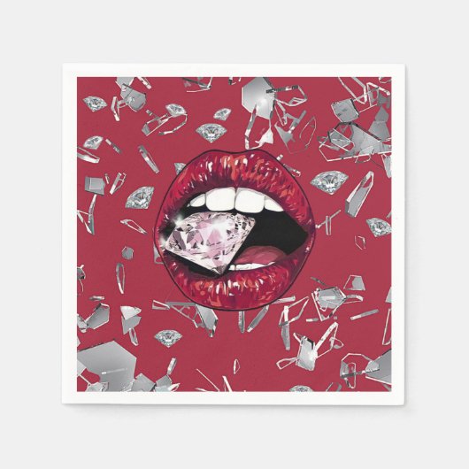 Rood verscheurd glas en diamant servet (Voorkant)