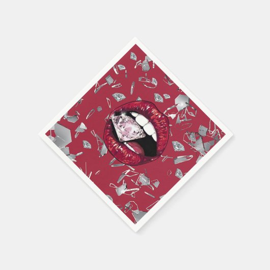 Rood verscheurd glas en diamant servet (Hoek)