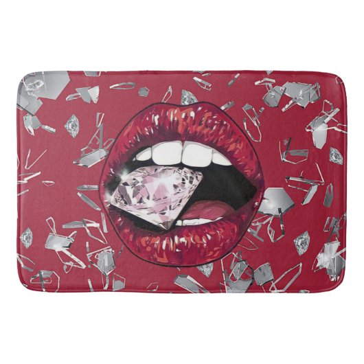 Rood verscheurd glas en ruitenbadkamerdeksel badmat (Voorkant)