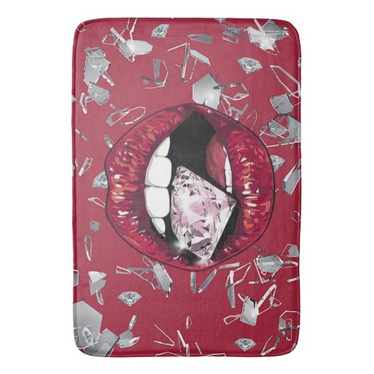 Rood verscheurd glas en ruitenbadkamerdeksel badmat (Voorkant Verticaal)