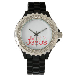 Rood Verslaafd aan Jesus Black Rhinestone Watch Horloge