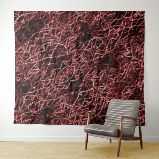 Rood verstrengeld netwerk van landelijke en verwar wandkleed (In Situ (horizontaal))