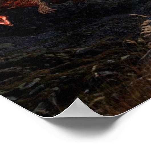 Rood versus Groene Dragons vecht tegen Fantasy Poster (Hoek)