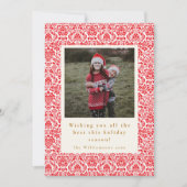  rood verticaal feestelijk twee foto kerst feestdagenkaart (Voorkant)