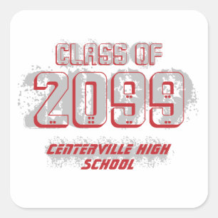 Rood vervormd Moderne Klasse van Vierkante Sticker