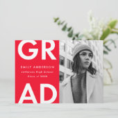 Rood | Vet Afstudeerder Foto Afstuderen Aankondiging (Staand voorkant)