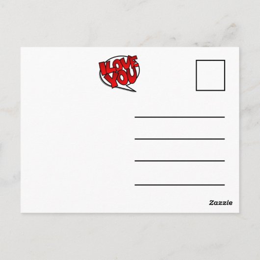 Rood, vet en helder Pop art Style - Ik hou van je Briefkaart (Achterkant)