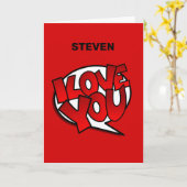 Rood, vet en helder Pop Art Style - Ik hou van je Kaart (Gele Bloem)