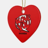 Rood, vet en helder Pop art Style - Ik hou van je Keramisch Ornament (Links)