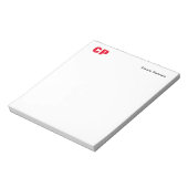 Rood Vet Monogram Professioneel Eenvoudig Notitieblok (Linkerzijde)