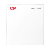 Rood Vet Monogram Professioneel Eenvoudig Notitieblok (Voorkant)