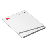 Rood Vet Monogram Professioneel Effen Grijs Lijn Notitieblok (Schuin)