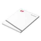 Rood Vet Monogram Professioneel Effen Grijze Lijn Notitieblok (Linkerzijde)