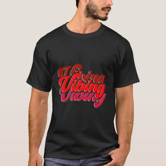 Rood Vibing Rood Kleur Grafisch T-shirt (Voorkant)