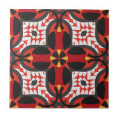 Rood vibrant etnisch Boho Geometric Mosaic Patroon Tegeltje (Voorkant)
