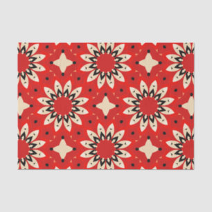 Rood vibrant Floral etnisch geometrisch mozaïekpat Tissuepapier