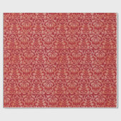 Rood Victoriaans Damast Naadloos Patroon Cadeaupapier (Vlak)