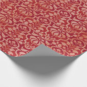 Rood Victoriaans Damast Naadloos Patroon Cadeaupapier (Hoek)