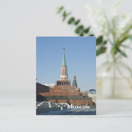 Rood vierkant briefkaart (Staand voorkant)