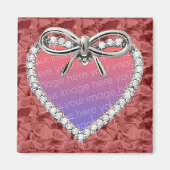 Rood vierkant Diamond Heart Lijst Magnet (Voorkant)