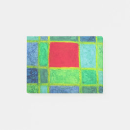 Rood vierkant in een blauw groen abstract raster post-it® notes