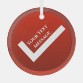 Rood vinkje symbool Kerstmis Glas Ornament (Voorkant)