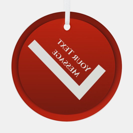 Rood vinkje symbool Kerstmis Glas Ornament (Achterkant)